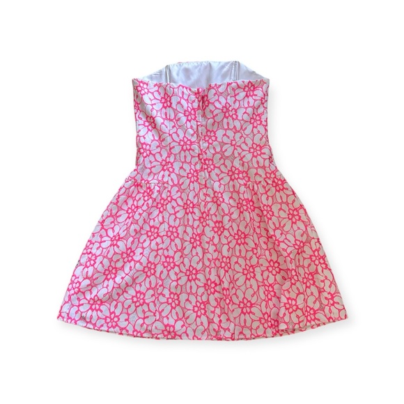 $268 Lilly Pulitzer Strapless Jordan Dress Size 4 Fiesta Pink Pique Lace - Picture 4 of 11